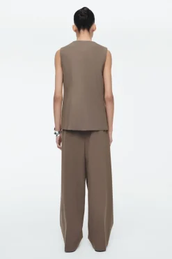 Online COS RELAXED TWILL WIDE-LEG PANTS MOLE