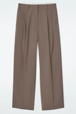 Online COS RELAXED TWILL WIDE-LEG PANTS MOLE