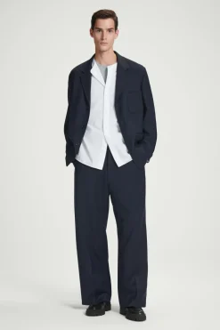 Discount COS RELAXED UNSTRUCTURED MERINO WOOL-BLEND BLAZER NAVY