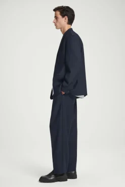 Discount COS RELAXED UNSTRUCTURED MERINO WOOL-BLEND BLAZER NAVY