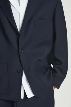 Discount COS RELAXED UNSTRUCTURED MERINO WOOL-BLEND BLAZER NAVY