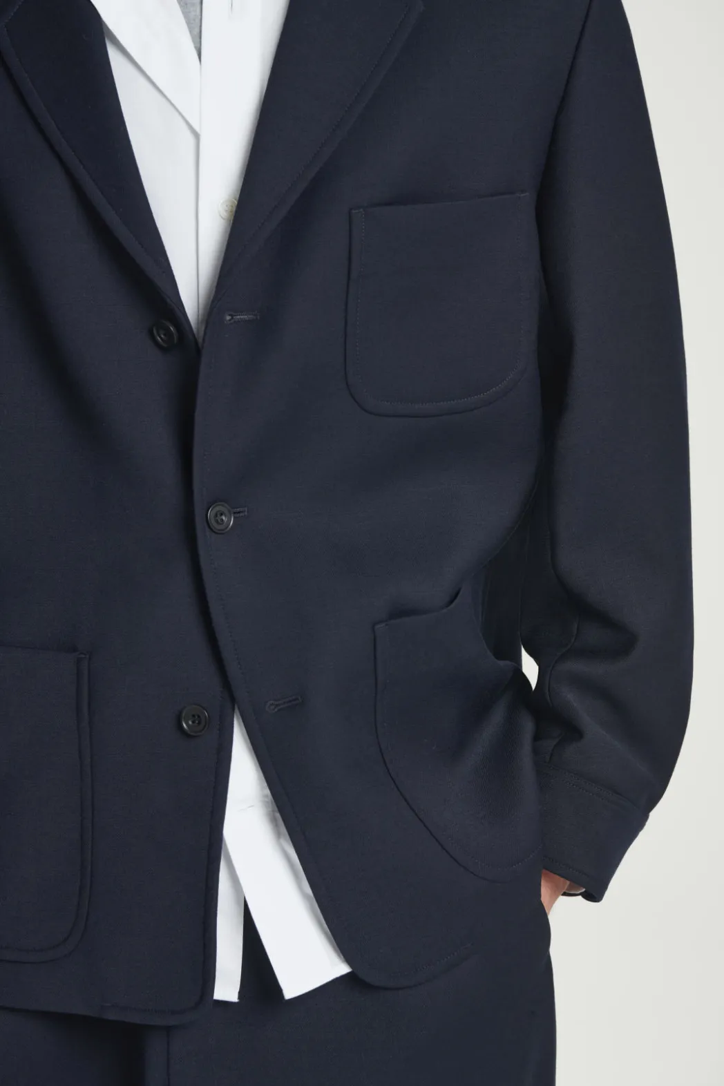 Discount COS RELAXED UNSTRUCTURED MERINO WOOL-BLEND BLAZER NAVY