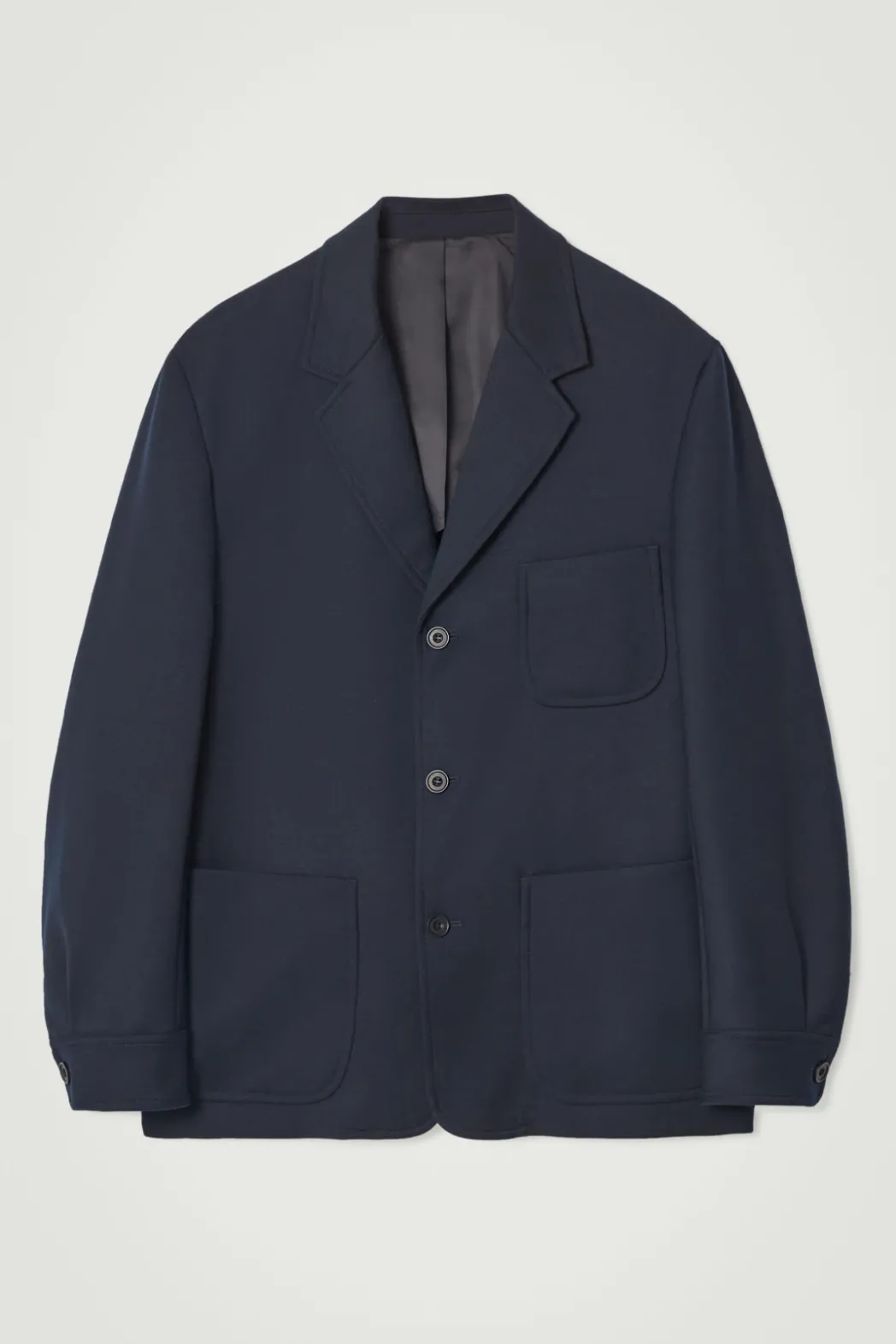 Discount COS RELAXED UNSTRUCTURED MERINO WOOL-BLEND BLAZER NAVY