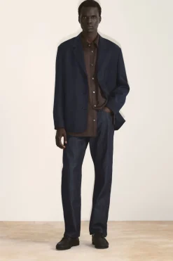 Discount COS RELAXED UNSTRUCTURED MERINO WOOL-BLEND BLAZER NAVY