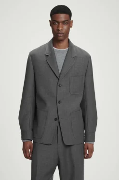 Hot COS RELAXED UNSTRUCTURED MERINO WOOL-BLEND BLAZER GRAY