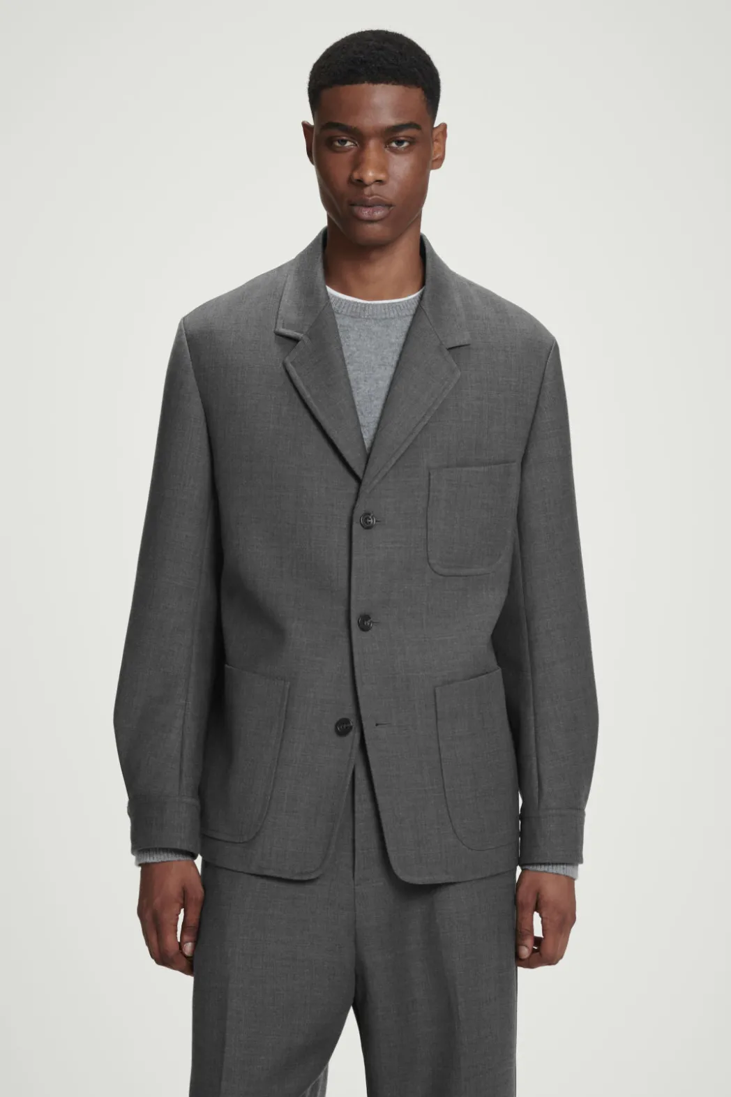 Hot COS RELAXED UNSTRUCTURED MERINO WOOL-BLEND BLAZER GRAY