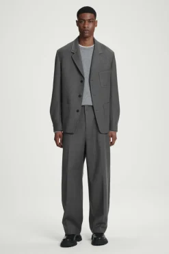 Hot COS RELAXED UNSTRUCTURED MERINO WOOL-BLEND BLAZER GRAY