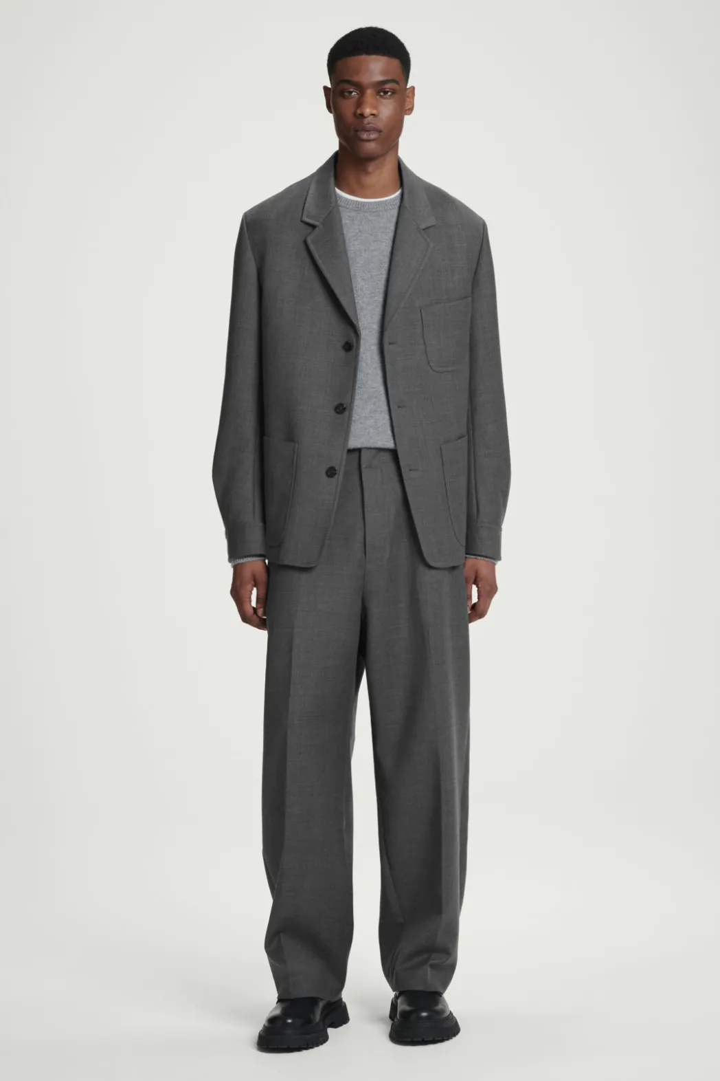 Hot COS RELAXED UNSTRUCTURED MERINO WOOL-BLEND BLAZER GRAY