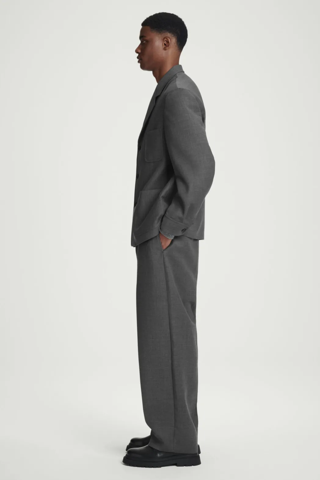Hot COS RELAXED UNSTRUCTURED MERINO WOOL-BLEND BLAZER GRAY