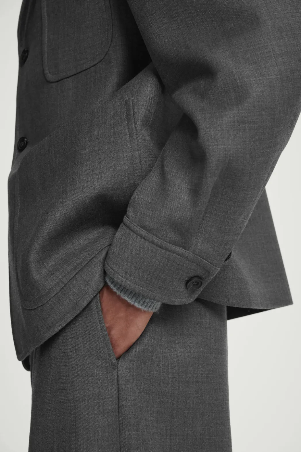 Hot COS RELAXED UNSTRUCTURED MERINO WOOL-BLEND BLAZER GRAY