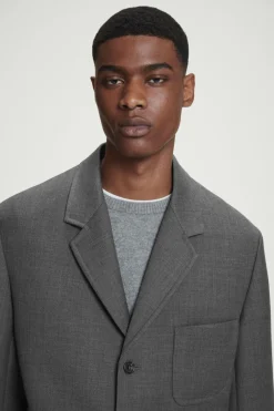 Hot COS RELAXED UNSTRUCTURED MERINO WOOL-BLEND BLAZER GRAY