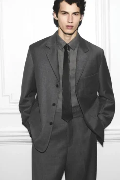 Hot COS RELAXED UNSTRUCTURED MERINO WOOL-BLEND BLAZER GRAY