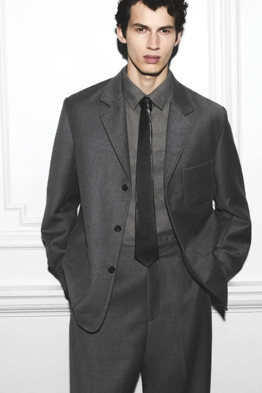 Hot COS RELAXED UNSTRUCTURED MERINO WOOL-BLEND BLAZER GRAY