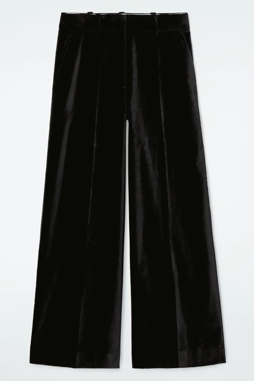 Discount COS RELAXED VELVET WIDE-LEG PANTS BLACK