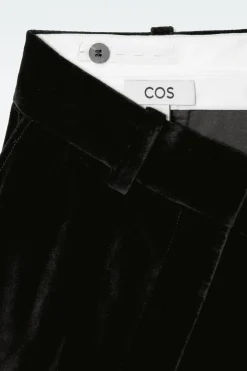 Discount COS RELAXED VELVET WIDE-LEG PANTS BLACK