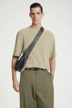 Best COS RELAXED WAFFLE-TEXTURE COTTON-JERSEY T-SHIRT STONE