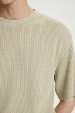 Best COS RELAXED WAFFLE-TEXTURE COTTON-JERSEY T-SHIRT STONE