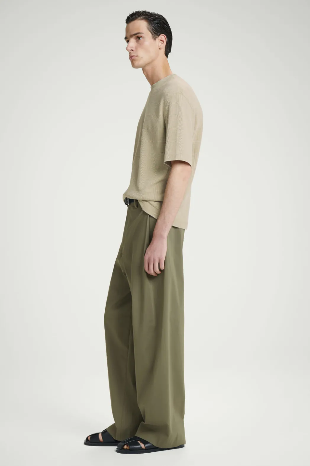 Best COS RELAXED WAFFLE-TEXTURE COTTON-JERSEY T-SHIRT STONE