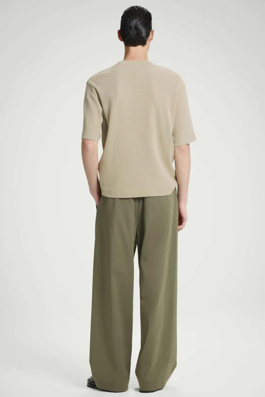 Best COS RELAXED WAFFLE-TEXTURE COTTON-JERSEY T-SHIRT STONE