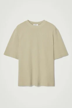 Best COS RELAXED WAFFLE-TEXTURE COTTON-JERSEY T-SHIRT STONE