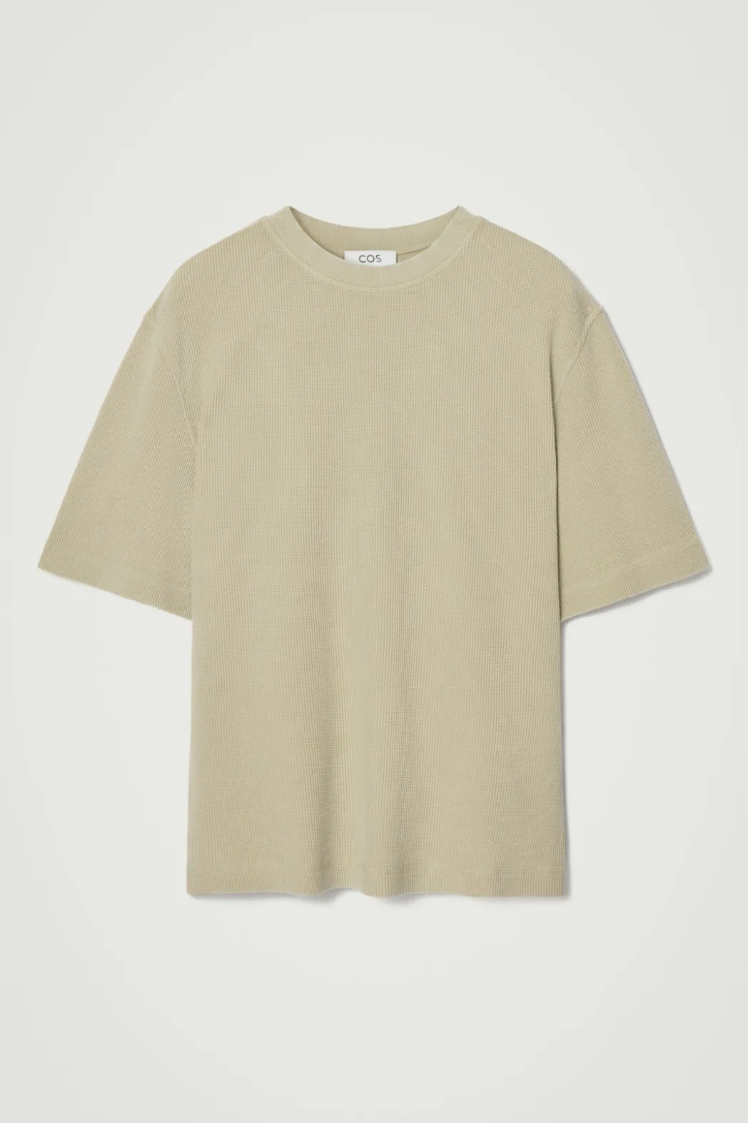 Best COS RELAXED WAFFLE-TEXTURE COTTON-JERSEY T-SHIRT STONE
