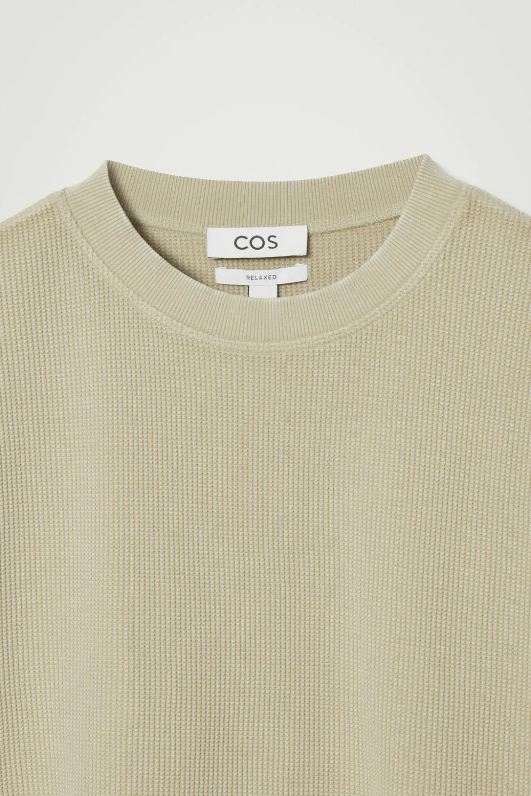 Best COS RELAXED WAFFLE-TEXTURE COTTON-JERSEY T-SHIRT STONE