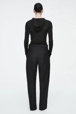 Discount COS RELAXED WOOL BARREL-LEG PANTS BLACK