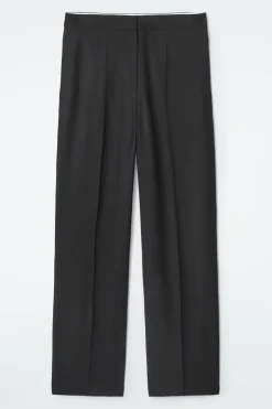 Discount COS RELAXED WOOL BARREL-LEG PANTS BLACK