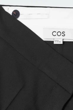 Discount COS RELAXED WOOL BARREL-LEG PANTS BLACK