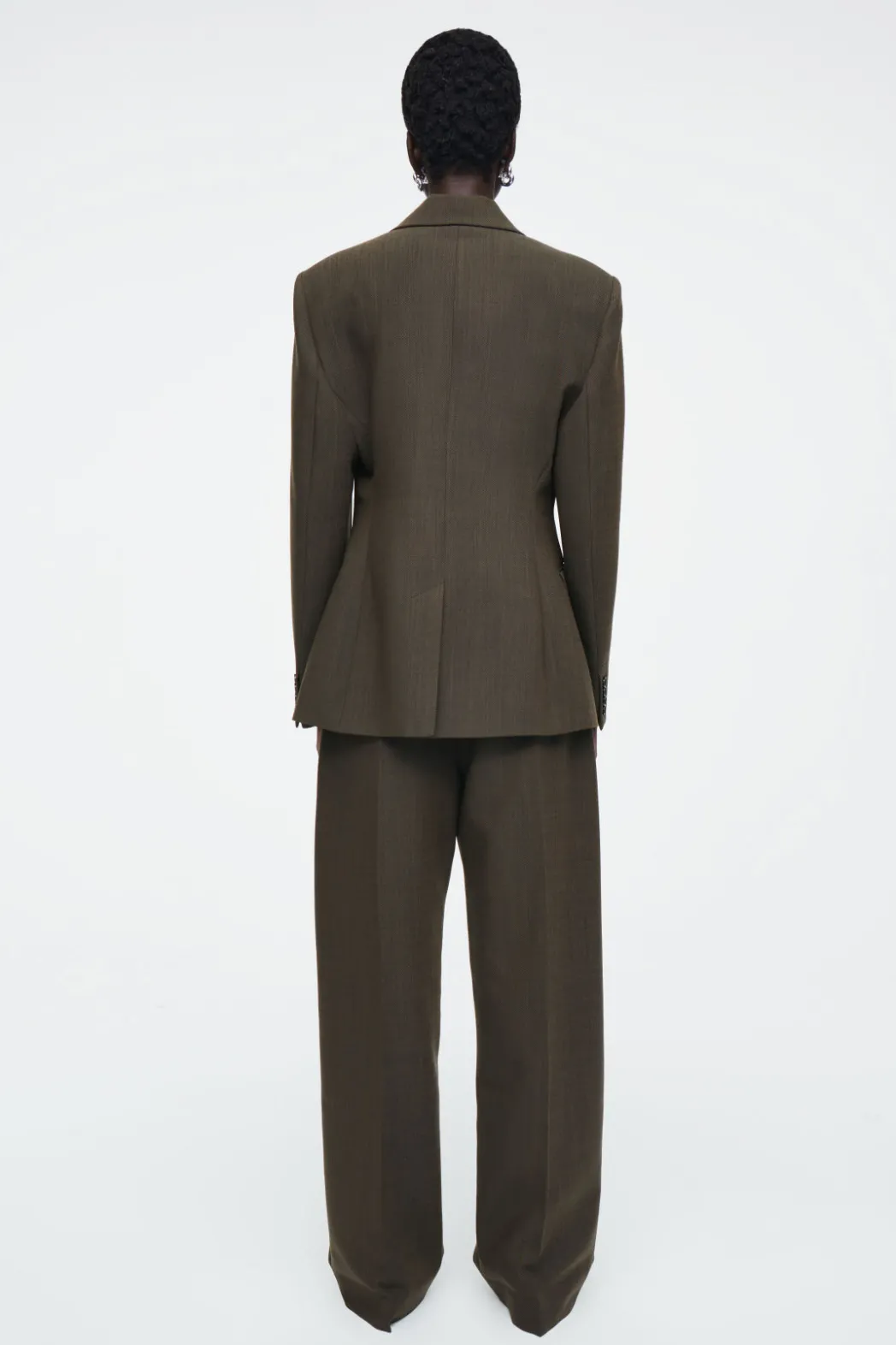 Online COS RELAXED WOOL BARREL-LEG PANTS DARK KHAKI