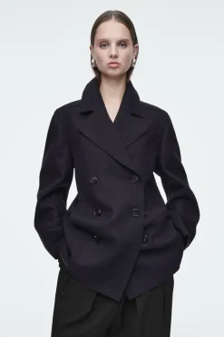 Sale COS RELAXED WOOL PEA COAT NAVY