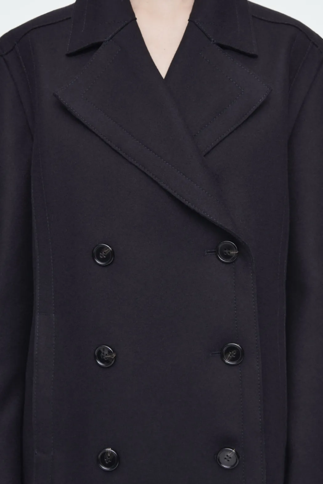 Sale COS RELAXED WOOL PEA COAT NAVY