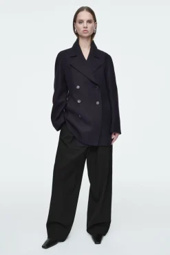 Sale COS RELAXED WOOL PEA COAT NAVY
