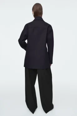Sale COS RELAXED WOOL PEA COAT NAVY