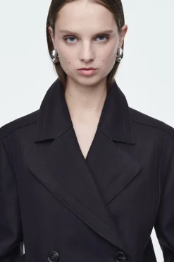 Sale COS RELAXED WOOL PEA COAT NAVY