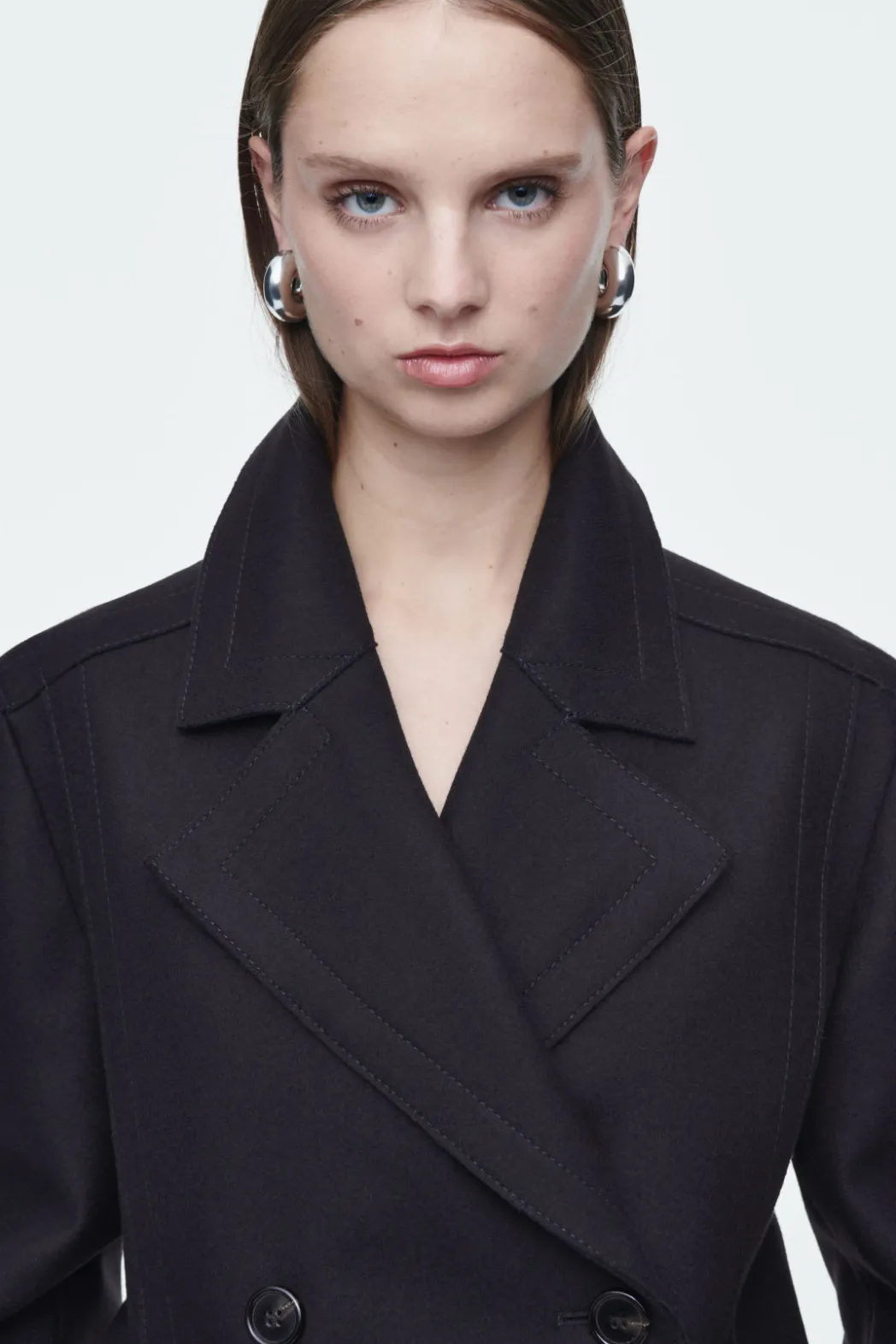 Sale COS RELAXED WOOL PEA COAT NAVY