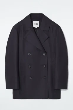 Sale COS RELAXED WOOL PEA COAT NAVY