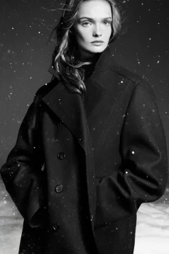 Sale COS RELAXED WOOL PEA COAT NAVY