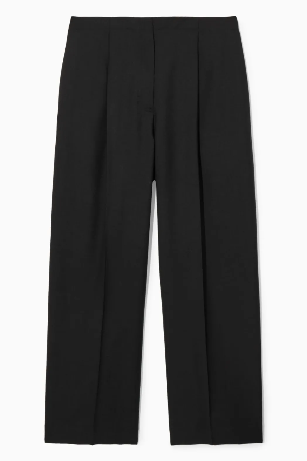 Discount COS RELAXED WOOL WIDE-LEG PANTS BLACK
