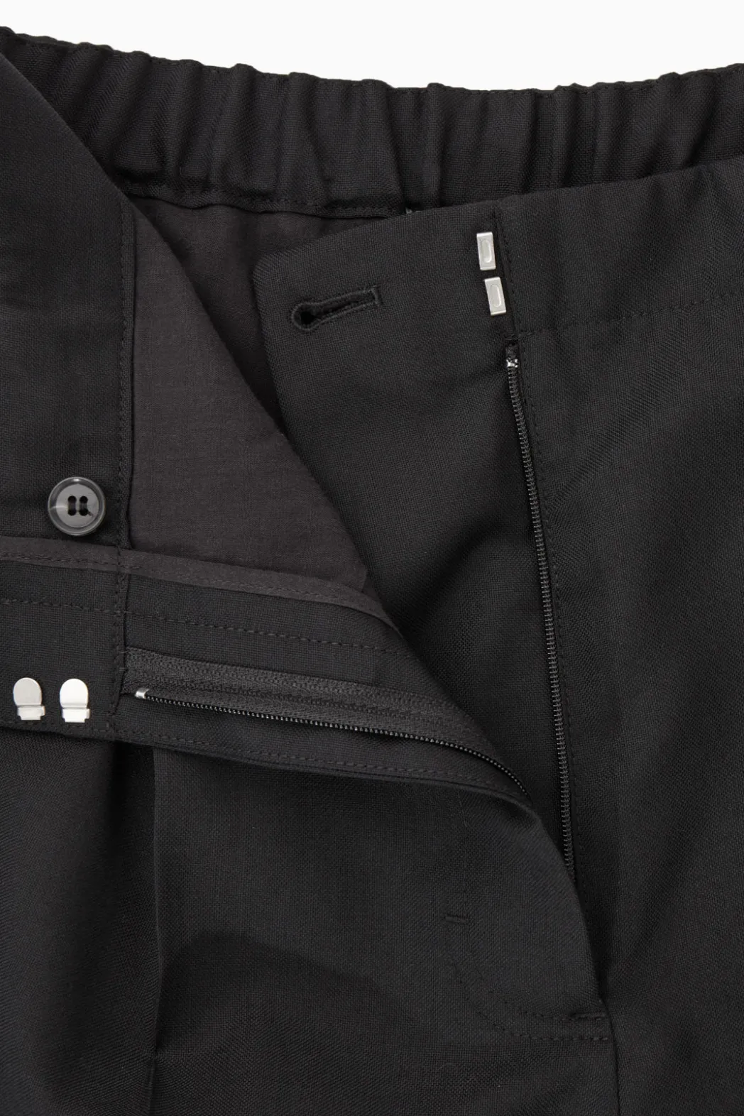 Discount COS RELAXED WOOL WIDE-LEG PANTS BLACK