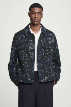 Discount COS RELAXED WOOL-BLEND JACQUARD OVERSHIRT MULTICOLORED