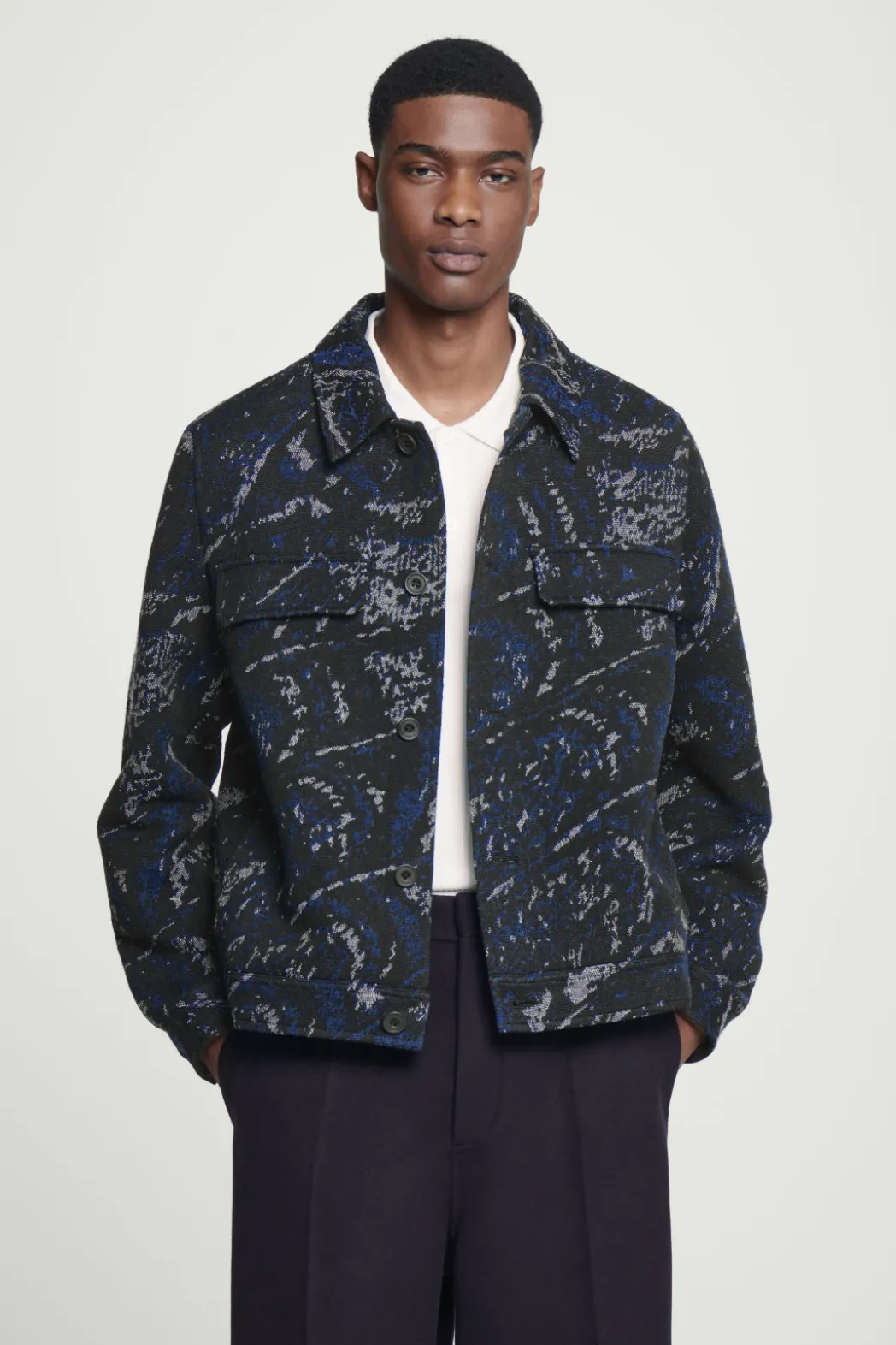 Discount COS RELAXED WOOL-BLEND JACQUARD OVERSHIRT MULTICOLORED