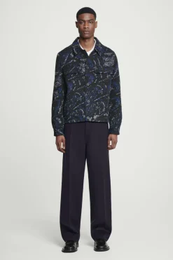 Discount COS RELAXED WOOL-BLEND JACQUARD OVERSHIRT MULTICOLORED