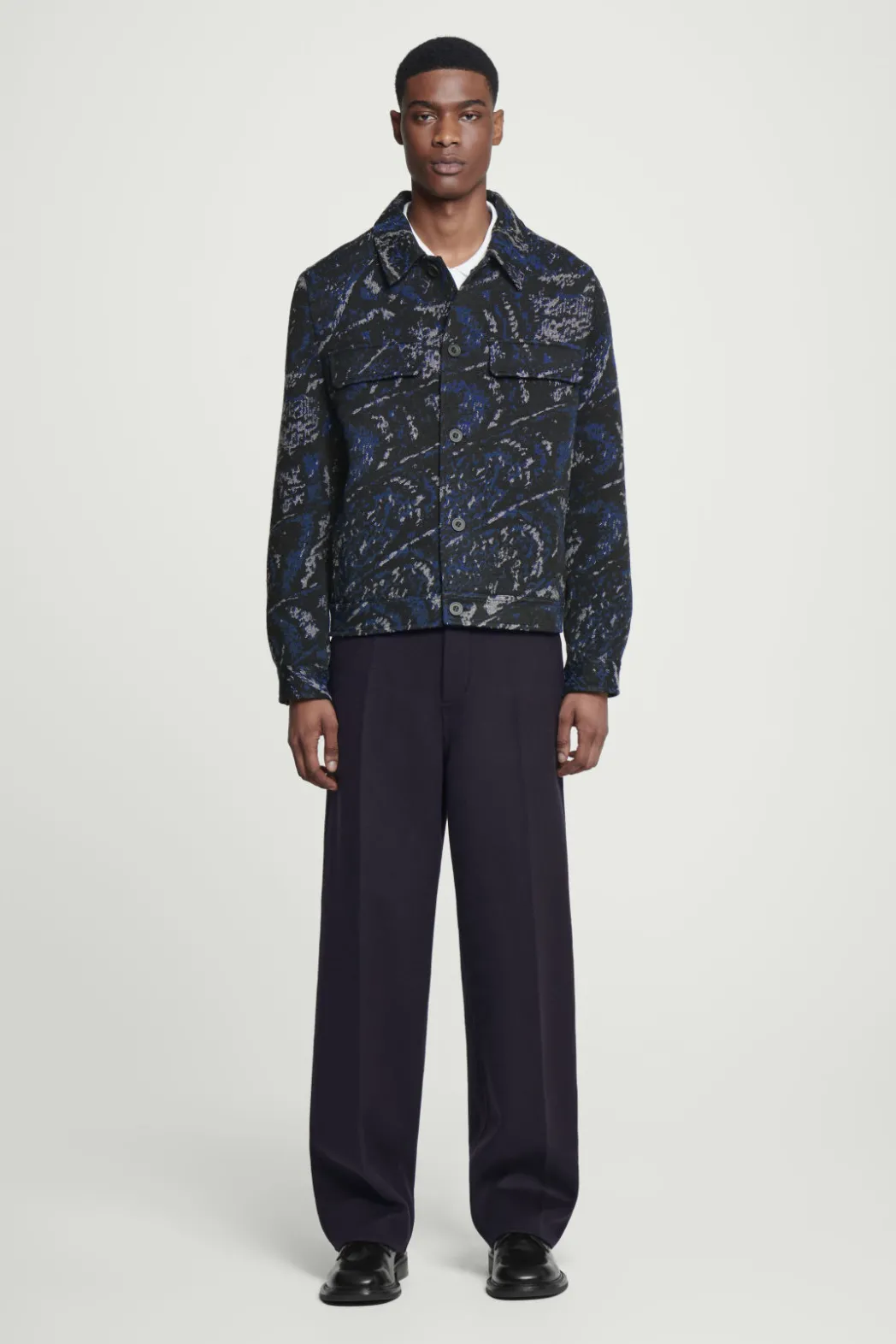 Discount COS RELAXED WOOL-BLEND JACQUARD OVERSHIRT MULTICOLORED