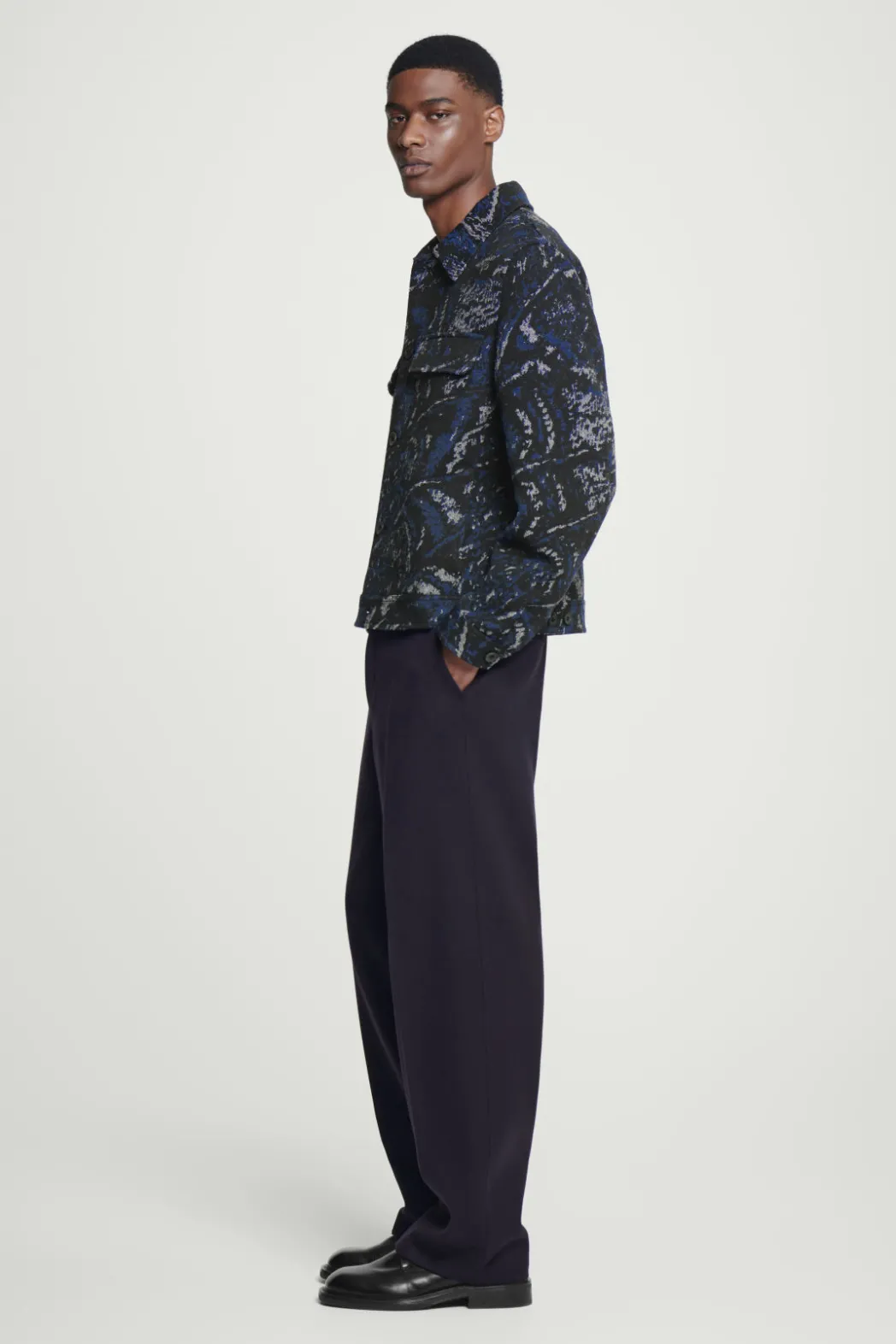 Discount COS RELAXED WOOL-BLEND JACQUARD OVERSHIRT MULTICOLORED