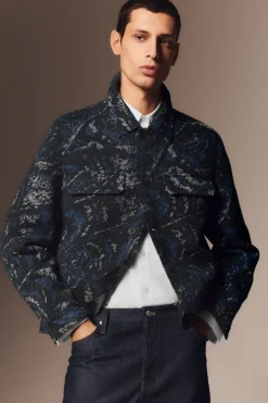 Discount COS RELAXED WOOL-BLEND JACQUARD OVERSHIRT MULTICOLORED