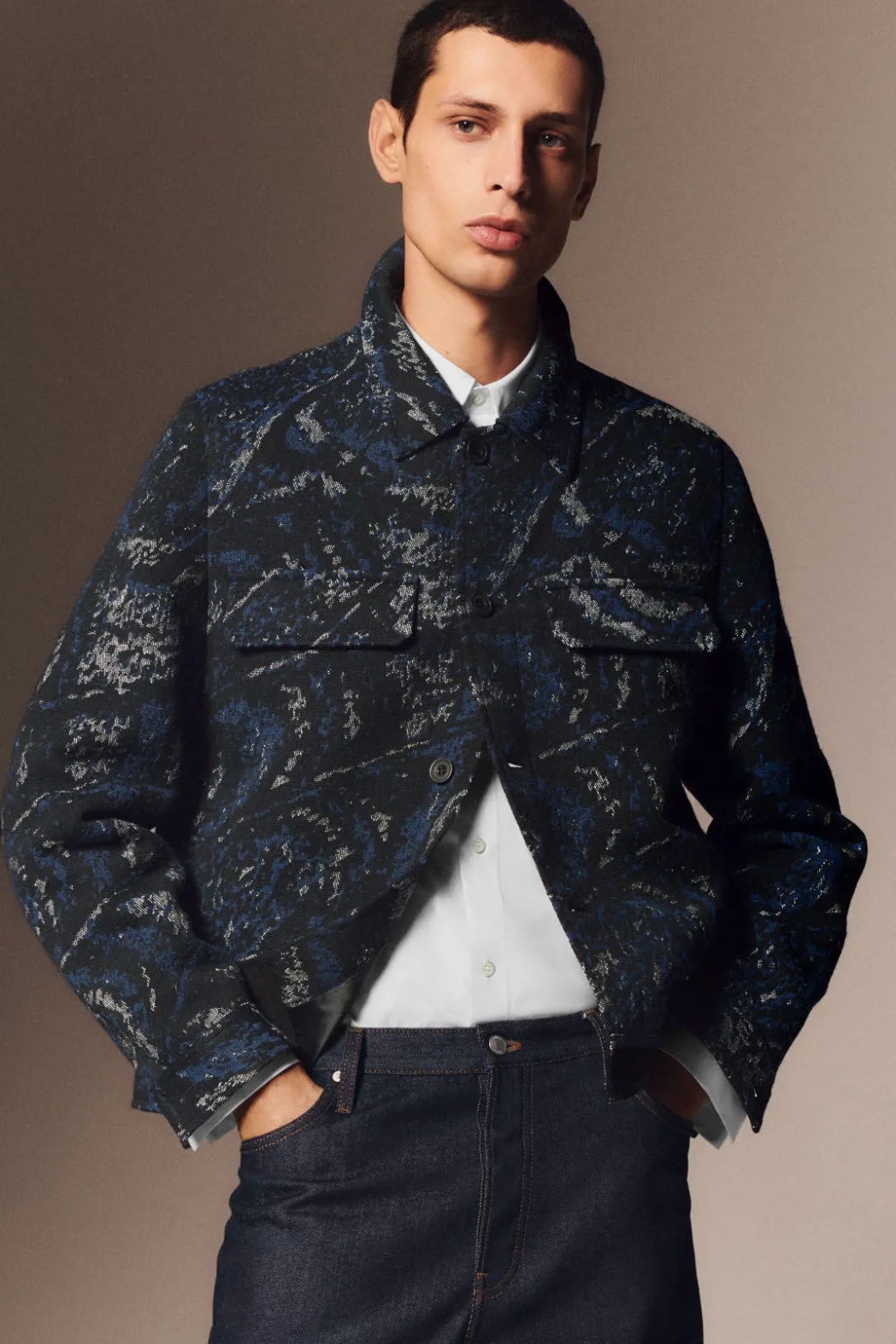 Discount COS RELAXED WOOL-BLEND JACQUARD OVERSHIRT MULTICOLORED