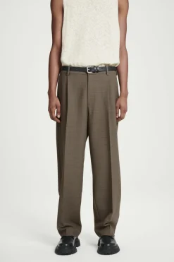 Discount COS RELAXED WOOL-BLEND TAPERED PANTS DARK BEIGE