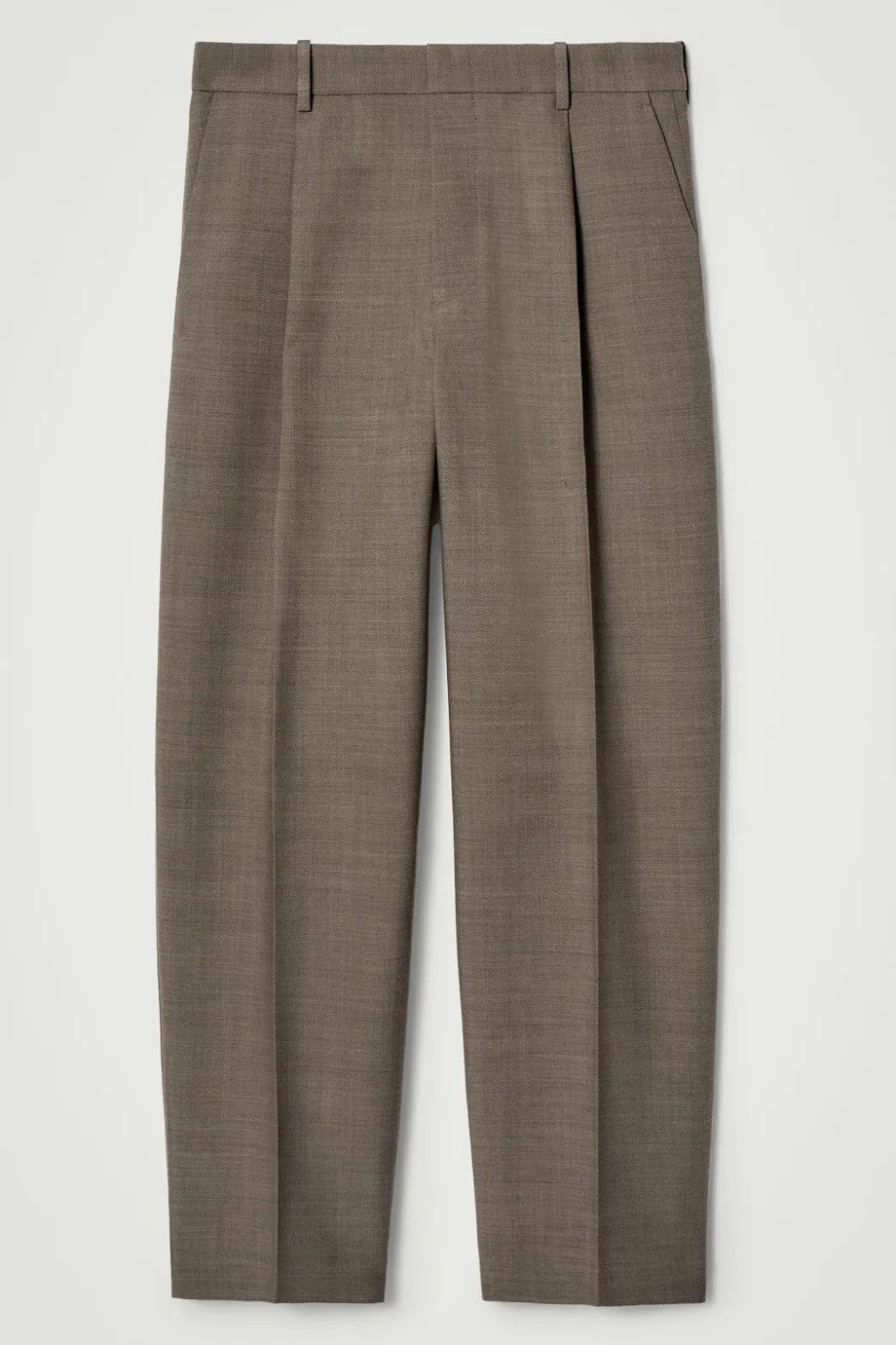 Discount COS RELAXED WOOL-BLEND TAPERED PANTS DARK BEIGE