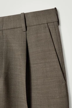 Discount COS RELAXED WOOL-BLEND TAPERED PANTS DARK BEIGE